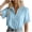 Z143 Light Blue, variant on Mifsaly Button Down Shirts Women Crochet Lace Trim Elegant Business Casual Tops Short Sleeve V Neck Collar Blouses for Work office Summer Vacation Outfits Purple,M