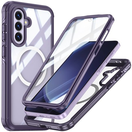 ShellTech for Samsung Galaxy A56 5G PC+TPU Magnetic Case,Heavy Duty Military Grade Shockproof Rugged Full-Body Bumper Cover with Lens & Screen Protector Dropproof Dustproof Protective,Purple