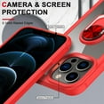 thumbnail image 5 of Allytech Clear Case for iPhone 15 Pro Max, Slim Case with Metal Ring Kickstand, Armor Lens Protection Shockproof Anti-Fingerprint Soft TPU Frame + Hard PC Back Protective Case - Red, 5 of 7