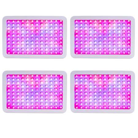 Marswell 4-Pack Led Grow Lights Kit 1200w Double Chips Full Specturm 5 Bands, Veg Flower Growing Lamp Kits Indoor Plant Hydroponic Panel Fixture Medical