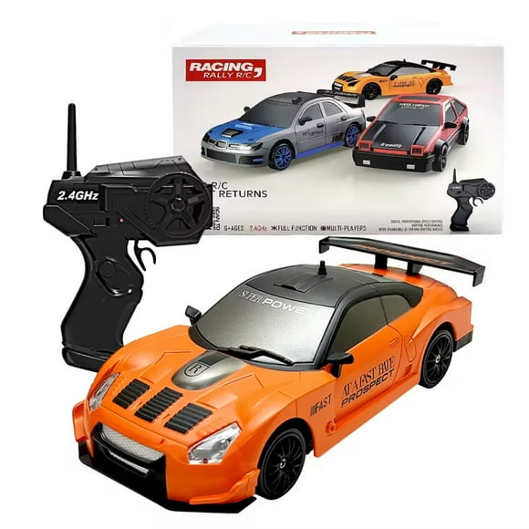 1:24 Scale 2.4G Remote Control Drift Car with Four-Wheel Drive, Orange Model, 15KM/H Speed, Suitable for Ages 6+