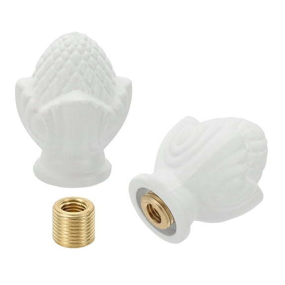Uxcell 36 x 28mm  Lamp Finials Caps Knob, Solid Lamp Shade Top Decoration Screw Cap Nuts, White 2 Set
