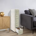 thumbnail image 6 of 5-Tier Slim Storage Cabinet with 6 Drawers, Green Narrow Storage Cabinet with Movable Wheels, for Bathroom Bedroom Kitchen Living Room, 6 of 15