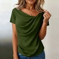thumbnail image 6 of ShaoRunShi Womens Short Sleeve Runched Blouse Dressy Casual Going Out Tops Business Casual Outfits Y2k Clothes, 6 of 6