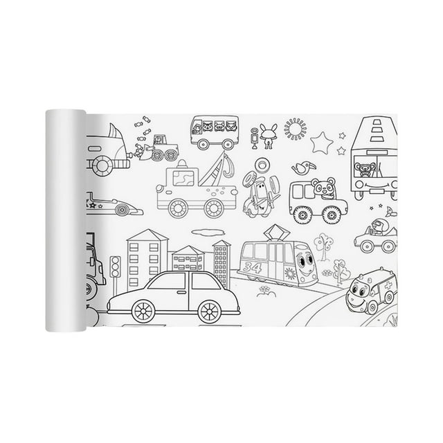 Rollo para colorear para niños grandes, cartel para colorear esencial, pegatina de pared, escena temática Tráfico Zulema Rollo de papel para colorear