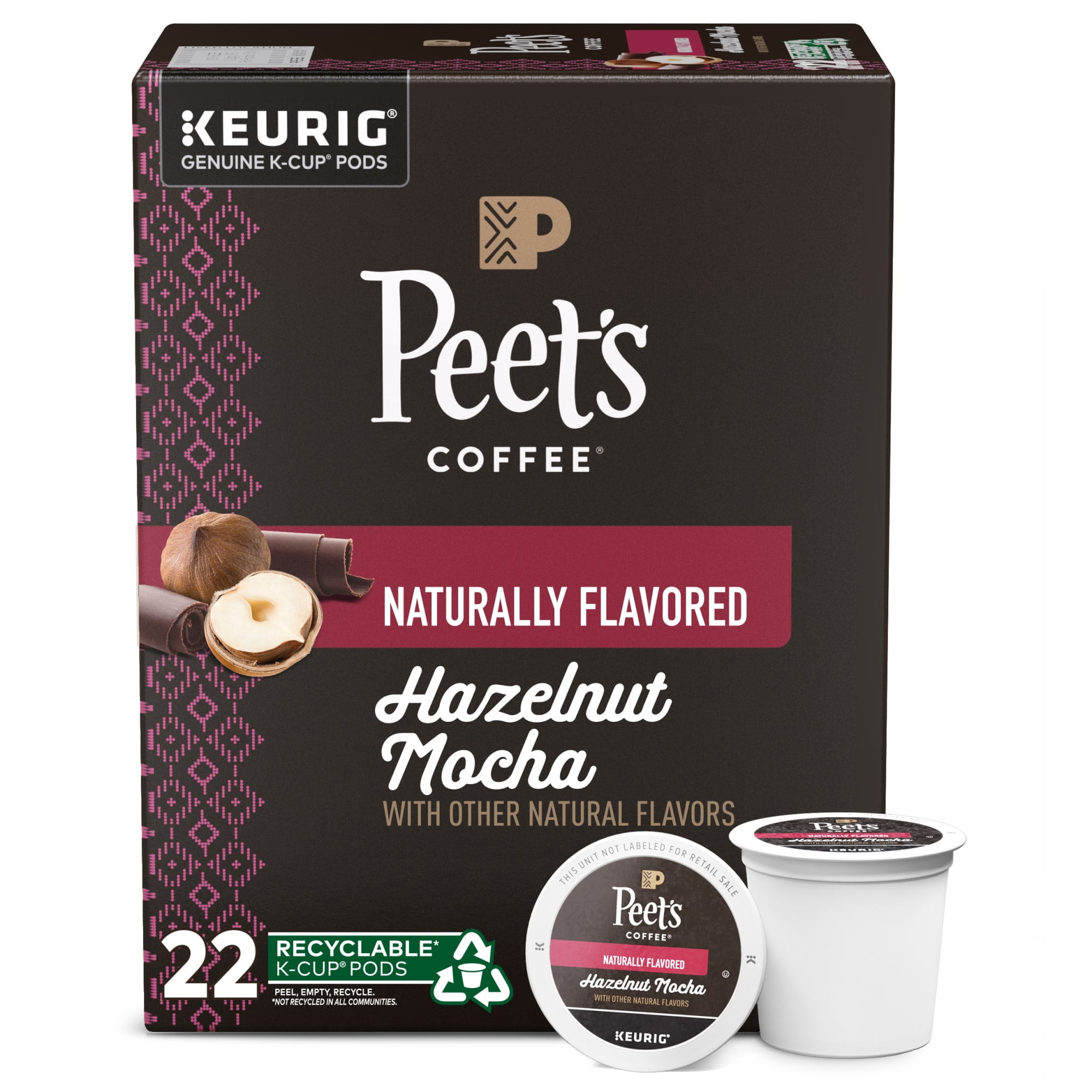 Peet's Coffee Flavored K-Cup Pods, Hazelnut Mocha (22 Count) Single Serve Pods Compatible with Keurig Brewers