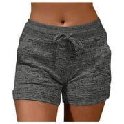 Labakihah yoga shorts Women Soft and Comfy Activewear Lounge Shorts with Pockets and Drawstring Grey