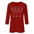 thumbnail image 4 of Dvprdro Womens Christmas Tops Fashion Round Neck 3/4 Sleeve T-shirt Festive Holiday Print Crewneck Blouse, 4 of 5