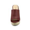 thumbnail image 6 of BLISSFUL STEP Women's Shoes Wedge Heel Open Toe Espadrille Platform Mules Burgundy 10, 6 of 7