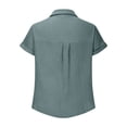 thumbnail image 5 of OGLCCG Womens Gauze Shirts Casual Short Sleeve Textured Collared Button Down Dress Shirts Lightweight Summer Work Blouse,XXL,Navy, 5 of 5