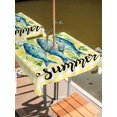 thumbnail image 2 of Outdoor Tablecloth with Umbrella Hole for Patio/Picnic/Party/Camping, Blue Fish Waterproof Table Cloth Square Cover Washable, Summer Lemon Mint Leaves Rural Yellow Plaid (60"x 60"), 2 of 8