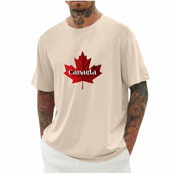 HaoXianJian Canadian Flag T-Shirt Canada Maple Leaf Vintage Graphic Tee Top Oversized Tshirt for Men Streetwear Basic Tees Casual Baggy Loose Shirts Top