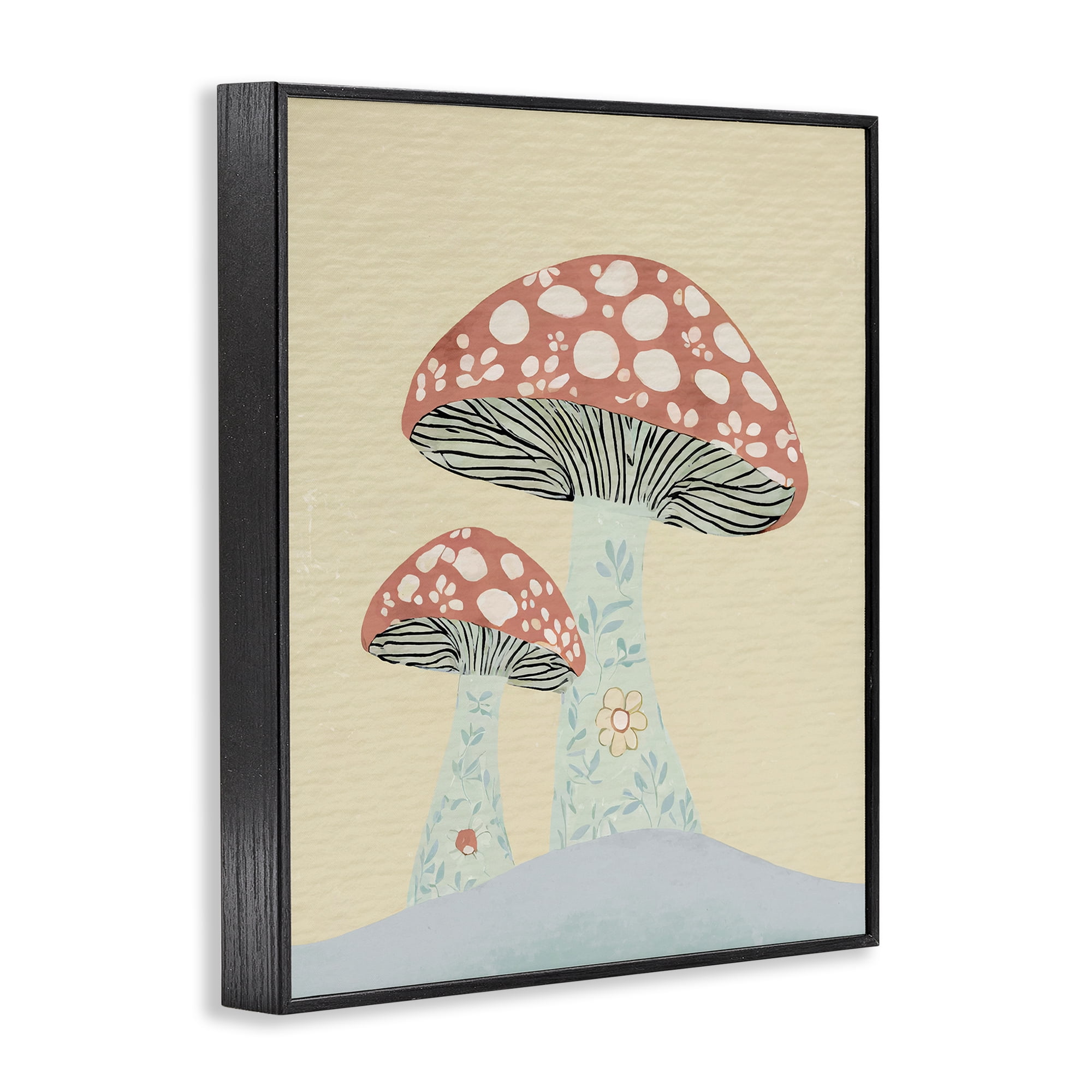 Stupell Industries Floral Collaged Mushrooms Botanical & Floral Painting Black Framed Art Print Wall Art, 11 x 14