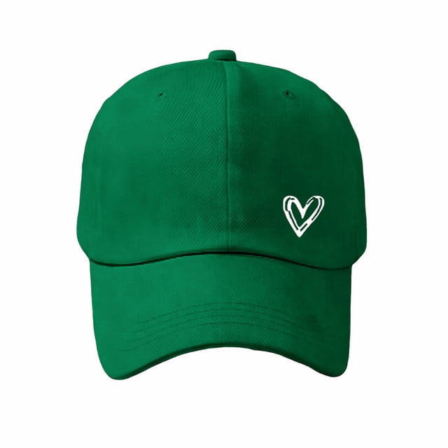 Heart Embroidered Baseball Cap,Distressed Adjustable Hat,Casual Unisex Dad Cap,Exquisite Heart Embroidered Baseball Cap Vintage Distressed Washed Adjustable Comfortable Fit Peaked Hat,Blackish Green