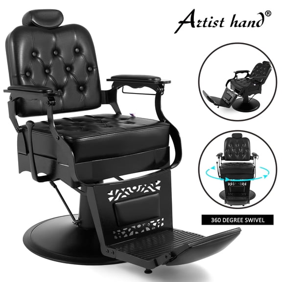 Artist Hand Heavy Duty Black Recliner Barber Chair Salon Beauty Styling