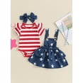 thumbnail image 4 of Hirigin 4th of July Baby Girl Outfits 0 3 6 12 18 24 Months Ruffle Sleeve Romper Star Stripe Suspender Skirt Overalls Dress, 4 of 8