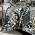 thumbnail image 3 of 2 Piece Animal Print Bedspread Leopard Zebra Cheetah Printed Quilt Set Jungle Rustic Cabin Theme Bedding Reversible Black Twin Size Coverlet for All Season, 3 of 3