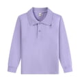 thumbnail image 2 of Hearthz Girls Polo Shirt Long Sleeve Teen Shirts for Girls Trendy Lapel Collar Solid Color Cute Fall Clothes for Teen Girls School Uniform Purple, 2 of 3