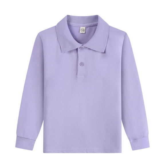 Girls Long Sleeve Polo Shirts Peter Pan Collar School Uniform Tops Tennis Performance Shirts Purple 140