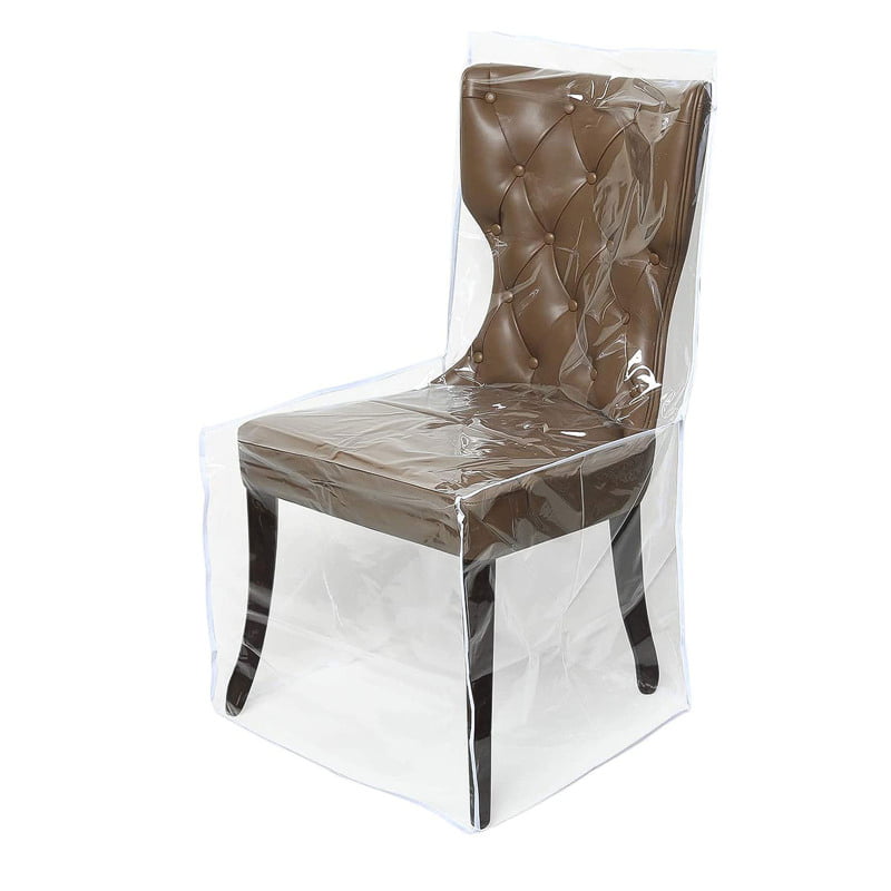 Details about   Removable Waterproof Plastic Dining PVC Seat Chair Cover Protector with Backrest 
