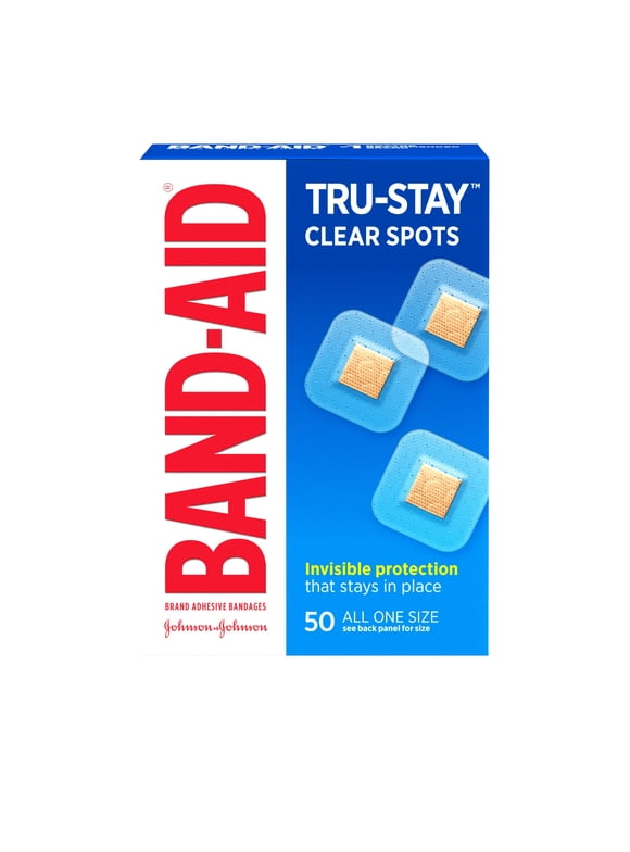 Band-Aid Brand Tru-StayClear Spots Square Bandages, One Size, 50 ct.