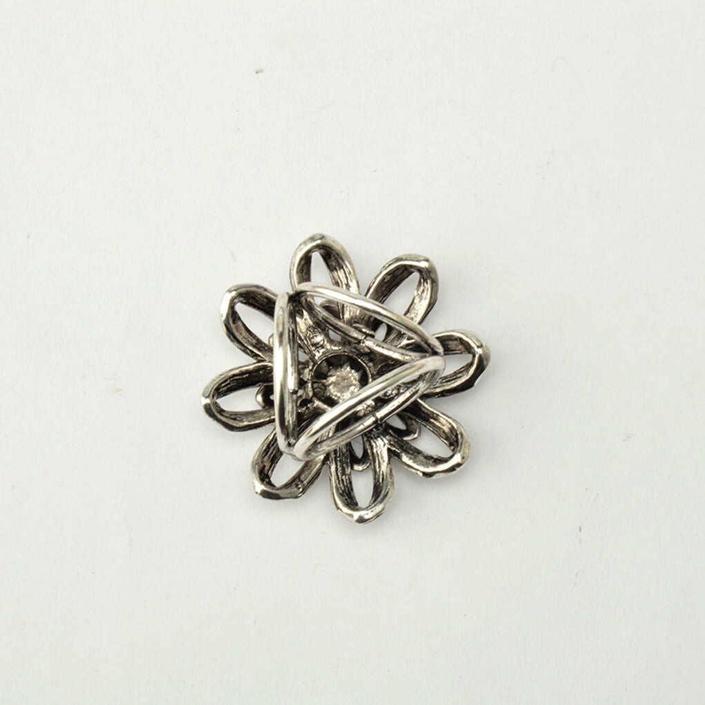 Broche Ancienne Passe Foulard Argentée Avec Perles De Lune Et Cristaux - Bijou Vintage, Origine France