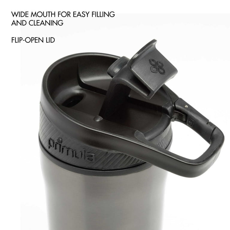 Primula Commuter Thermal Coffee Mug Water Bottle with Multifunction Carabiner Lid, 16 oz, Gunmetal