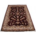 thumbnail image 1 of Mid Night Dark Red Love Flowers Rectangle Area Rug Hand Knotted Wool Silk Carpet (6 x 4)', 1 of 9