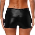 thumbnail image 2 of Aislor Women's High Waisted Metallic Shiny Booty Shorts Dance Festival Rave Bottoms Hot Pants Black 16, 2 of 6