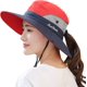 thumbnail image 3 of Sombrero de sol con cola de caballo para mujer, protección UV, malla plegable, ala ancha, sombrero de pesca para playa, 3 of 5