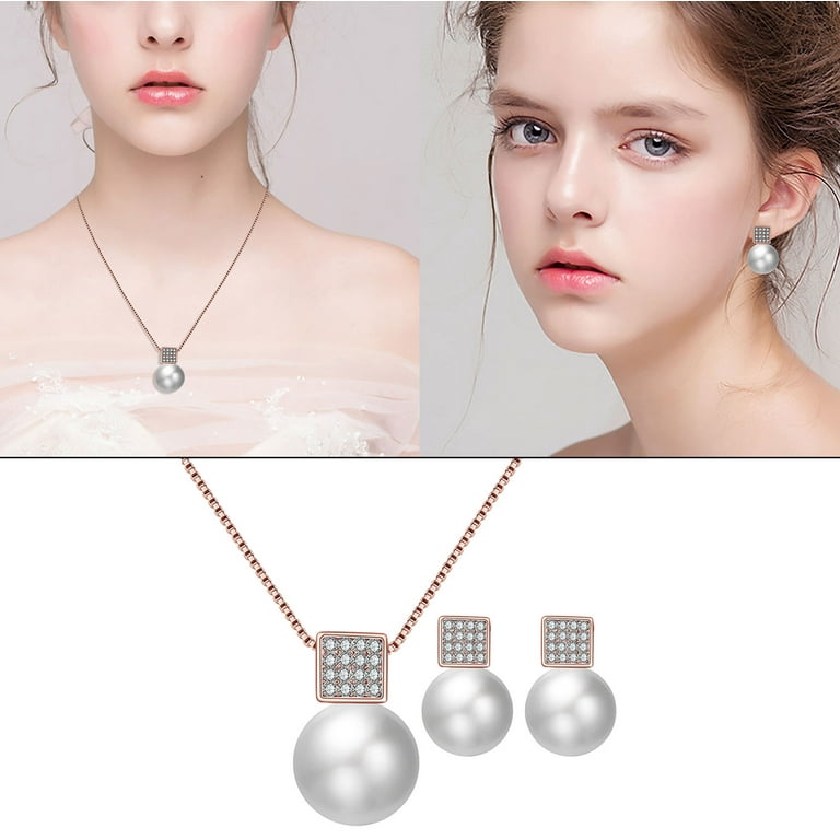 Jewelry Sets for Women Fashion Gorgeous Pearl Earrings Necklace