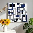 thumbnail image 2 of Canvas Wall Art, Navy Blue Black Grey Geometric Framed Canvas Prints for Living Room, Middle Century Modern Abstract Art Gallery Wrapped Wall Decor for Home Office, Gifts, 12"x12" Ship Next Day, 2 of 9
