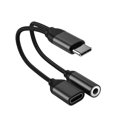 thumbnail image 2 of Adaptador de auriculares tipo C a adaptador de cargador de audio de 3,5 mm Cable de carga de audio 2 en 1, negro Kearding EL001128-02, 2 of 2