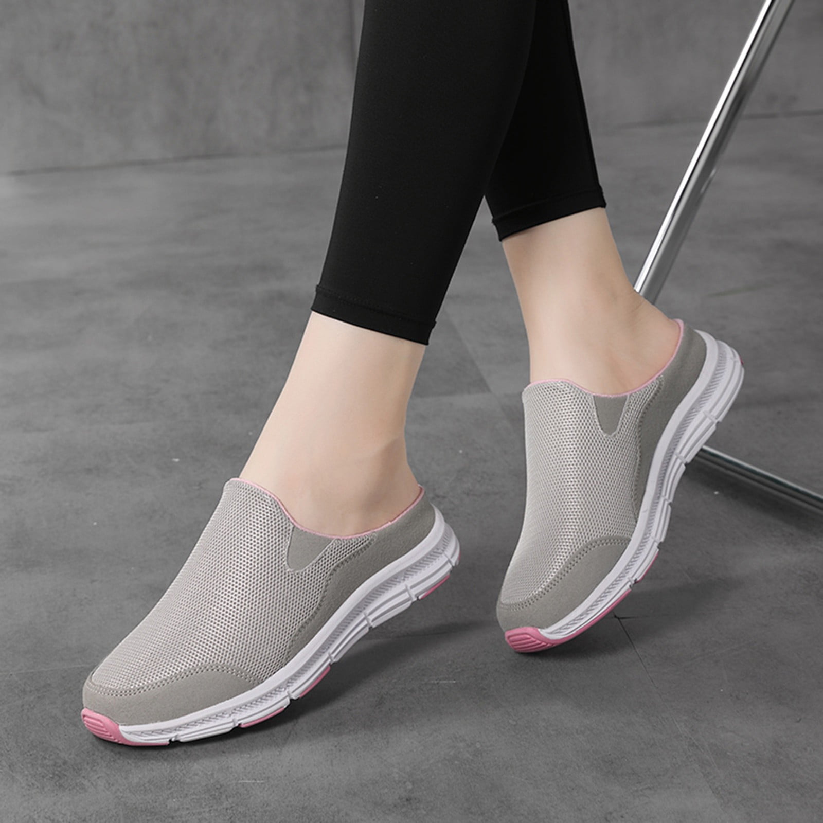 Women s Comfortable Wrap Half Slipper Flat Bottom Soft Mesh Sports