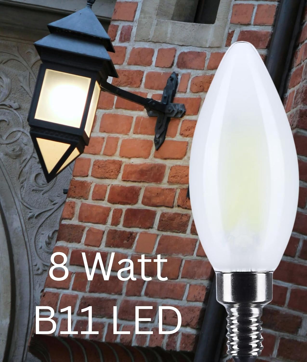 Satco S12497 LED B11 Candle Light Bulbs 8W 120V 4000K High Lumen E12 Candelabra Base Dimmable Frost Finish WET Location (6 Pack)