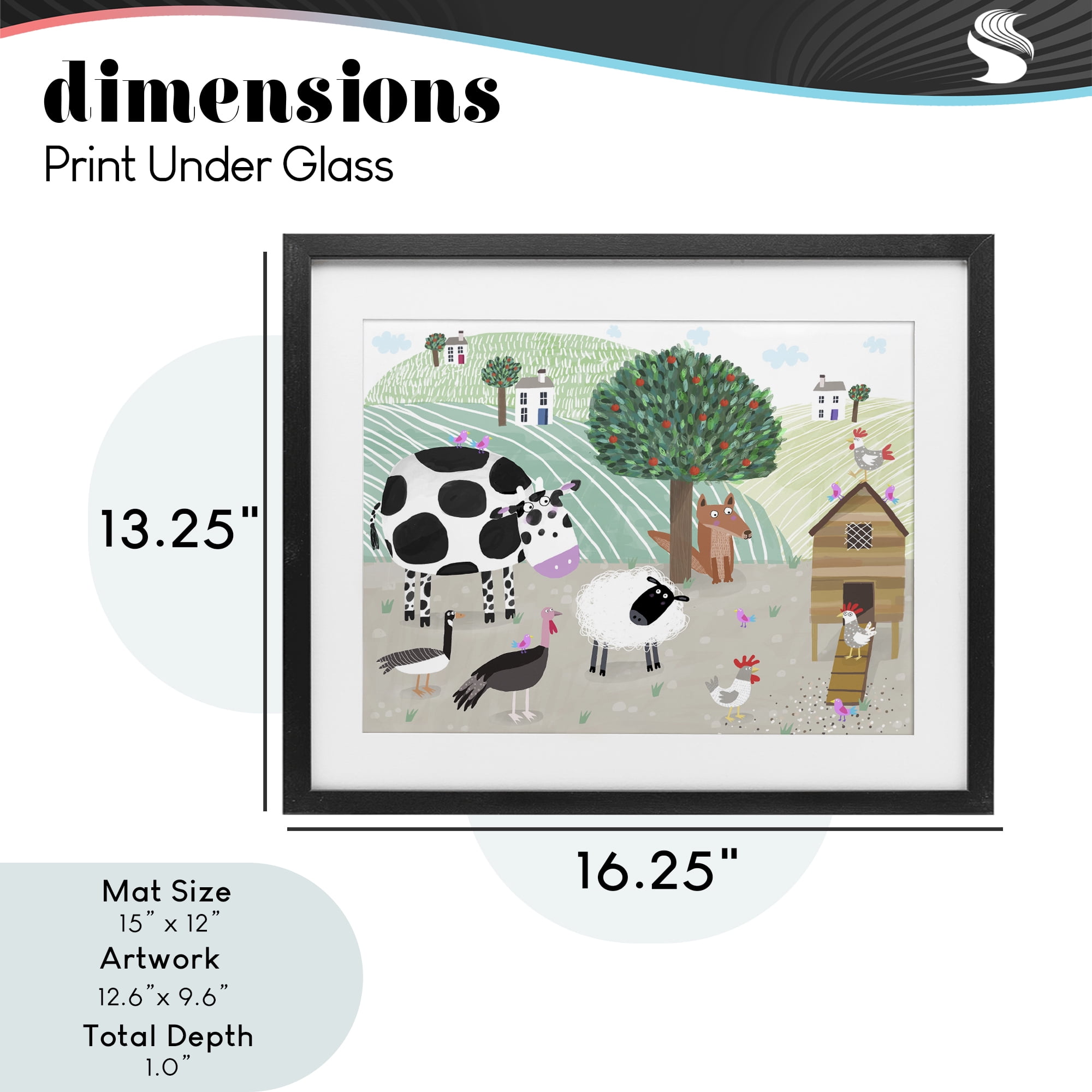 Stupell Industries Down At The Farm Black Framed Print Under Glass, design by Carla Daly