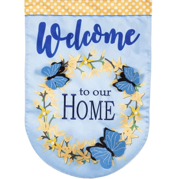 Evergreen Linen Garden Flag - Forsythia Welcome