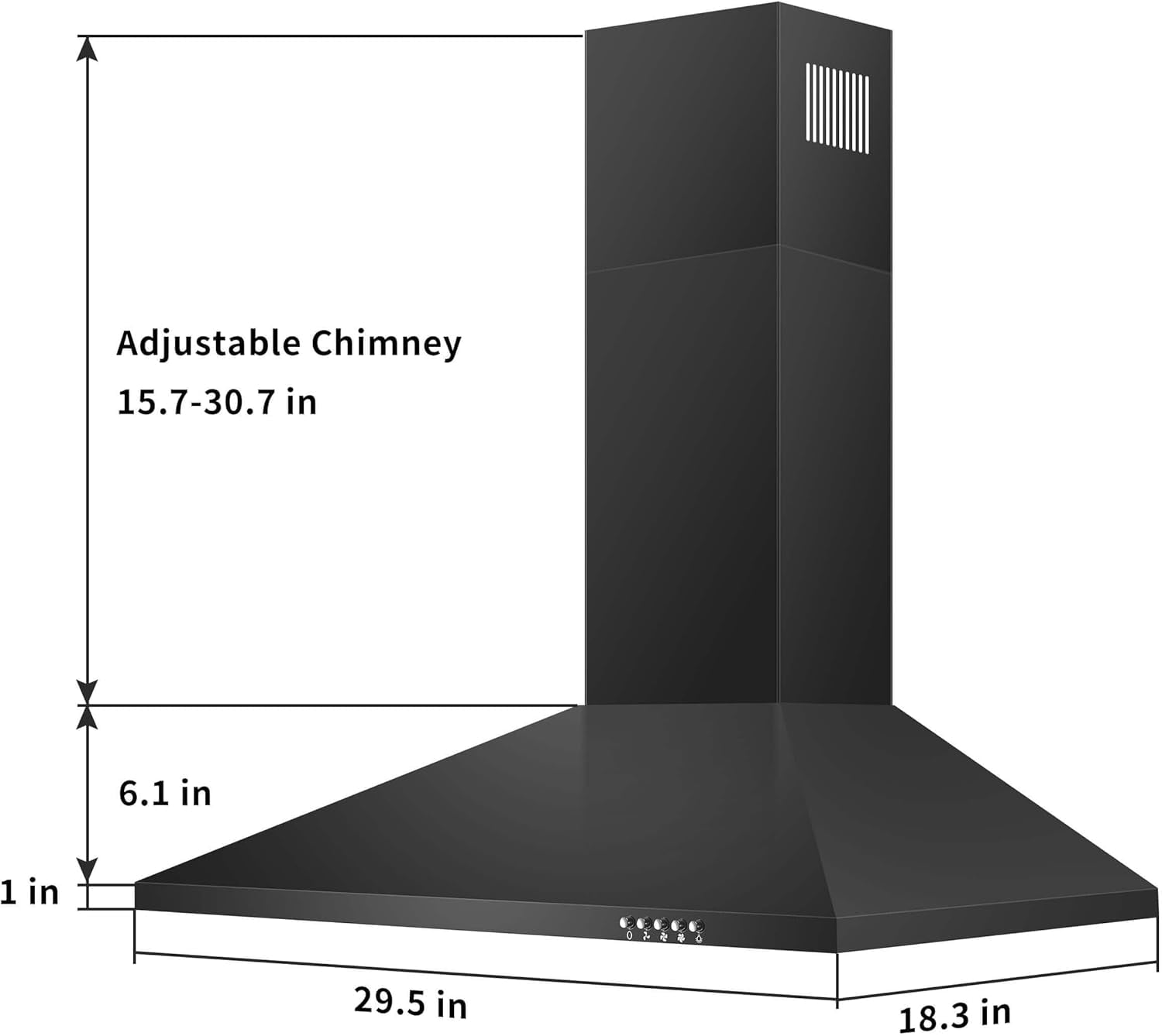 30 inch Range Hood 30 inch Wall Mount Range Hood in Stainless Steel With Ducted/Ductless Convertible,Stove Vent Hood with Aluminum Filters,3 Speed Exhaust Fan,LED Light,Button Control