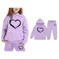 thumbnail image 4 of Kids Kids Sweatsuit Set for Girls,2 Piece Long Sleeve Purple Hoodie and Active Jogger Pants Winter Clothes Boys Girls Jogger Set 4-5 Years Cute&nbsp;Boys Girls&nbsp;Clothing, 4 of 6