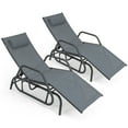thumbnail image 2 of Costway Lot de 2 Chaises Longues de Patio à Glissière, Fauteuil Inclinable, Cadre Réglable et Robuste pour l'Extérieur, 2 of 9