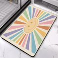 thumbnail image 2 of Washable Indoor Floor Mat with Boho Retro Sun Print: Non-Slip, Half Circle Bath Mat, Cute & Small, 20x32 inch, 2 of 5