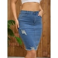 thumbnail image 2 of Unique Bargains Women's Denim High Waisted Above the Knee Pencil Skirt S Blue, 2 of 7