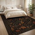 thumbnail image 3 of ODIKA 8'x10' Washable Area Rug Black Autumn Botanical Nightscape Whimsical Foliage with Celestial Accents for Dining Room, Large Office, Lounge, Non-Slip Chair-Friendly Mat, 3 of 7