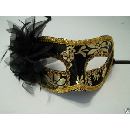 Black Gold Flower Mardi Gras Masquerade Prom Value Party Mask
