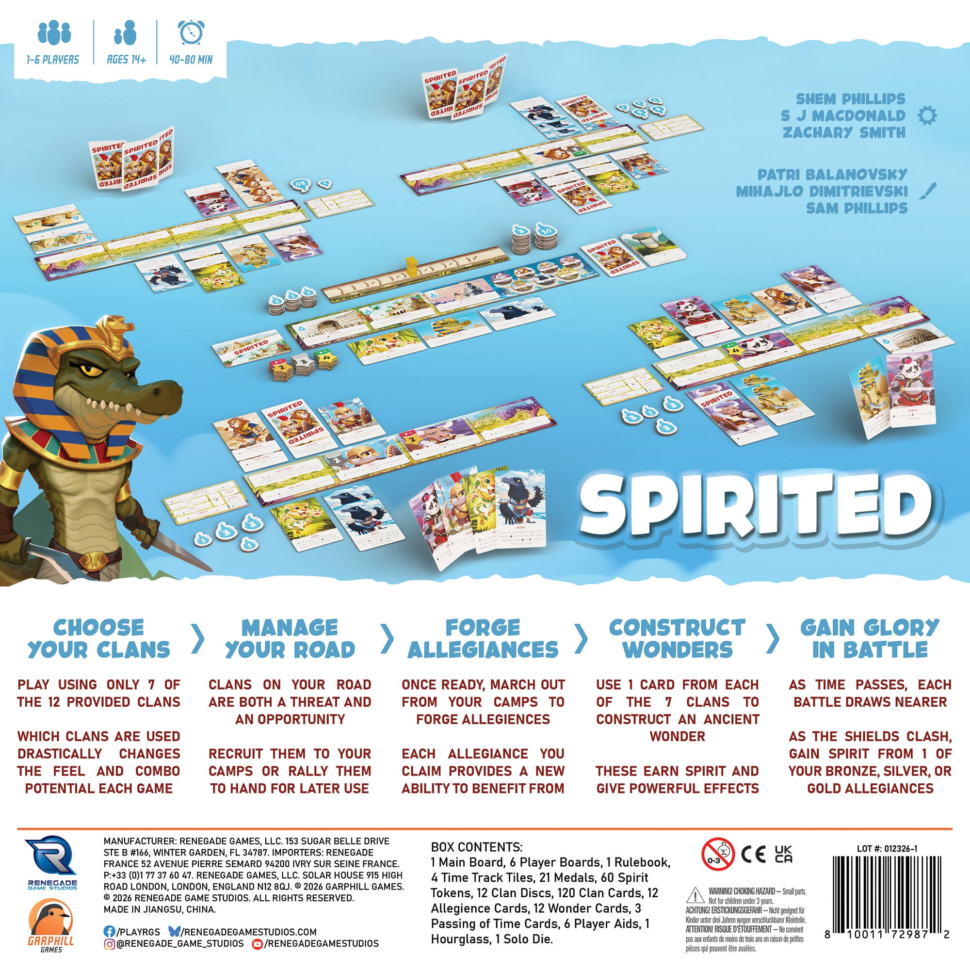 Garphill Games: Spirited - Ancient World Card-Driven Board Game, Animal Clans Forge Allegiances, Fight In Battles, Build Wonders, Ages 14+, 1-6 Player