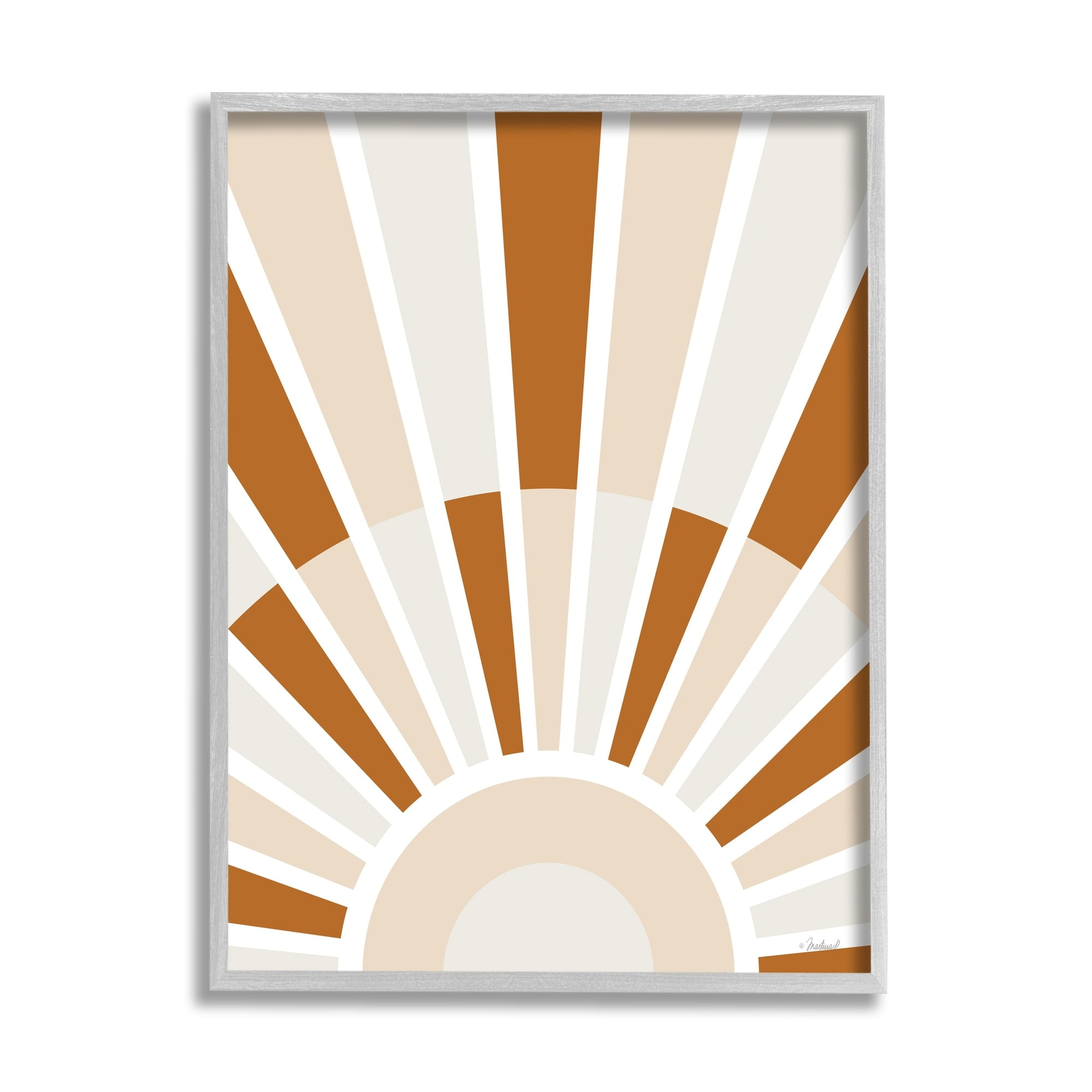 Stupell Industries Abstract Sun on Horizon Alternating Stripes Earth Tones Graphic Art Gray Framed Art Print Wall Art, Design by Martina Pavlova