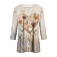 thumbnail image 4 of Hogleaql Womens 3/4 Sleeve Crewneck Valentine T Shirts Tee Shirts Dressy Love Heart Printed Tops Relaxed Fit Loose Fit Comfortable Tee Tops Khaki S, 4 of 6