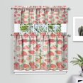 thumbnail image 2 of Kitchen Curtains 36 Inch Short - 3 Panel Set Strawberry Print, Rod Pocket Window Curtains 100% Polyester, Cute Fruit Valance for Farmhouse, Cafe, Living Room, Bedroom, Easy Wash, 2 of 6