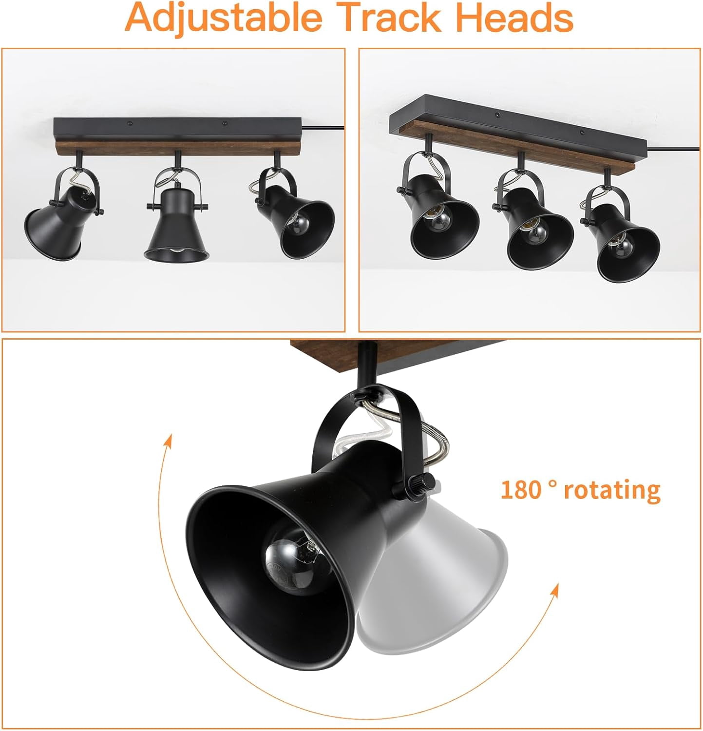 KEESFU 4.2 in Black Spotlight Head Corded Electric Plug-in Track Lighting Sets