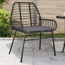 vidaXL Patio Chairs 2 pcs with Cushions Black Poly Rattan